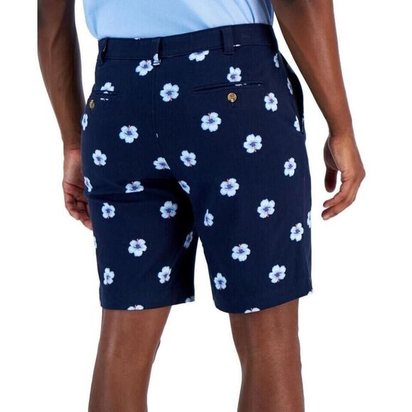 Club Room Mens Tommy Classic-Fit Hibisc Bermuda Shorts Navy Blue Combo Size 42 - Picture 2 of 2